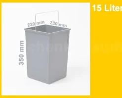 HAILO Inneneimer 15 L 1220189 Abfalleimer Kunststoff basaltgrau mit Metallhenkel für Tandem