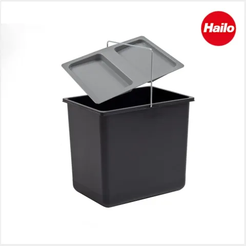 HAILO Inneneimer 18 L 1086239 Abfalleimer Kunststoff schwarz mit Deckel für Raumspar-Tandem