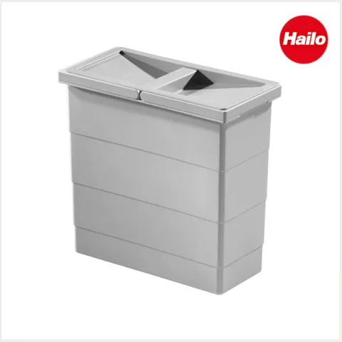 HAILO Inneneimer 12 L 1102449 Abfalleimer Kunststoff hellgrau mit Deckel für Raumspar-Tandem