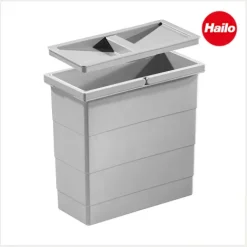 HAILO Inneneimer 12 L 1102449 Abfalleimer Kunststoff hellgrau mit Deckel für Raumspar-Tandem