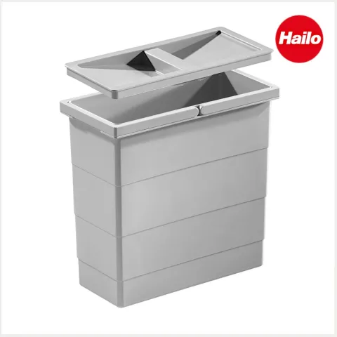 HAILO Inneneimer 12 L 1102449 Abfalleimer Kunststoff hellgrau mit Deckel für Raumspar-Tandem