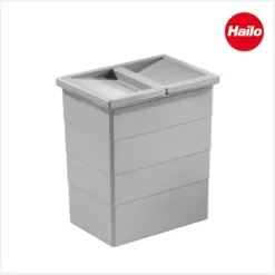 HAILO Inneneimer 20 L 1076119 Abfalleimer Kunststoff hellgrau mit Deckel für Einbau-Abfallsammler