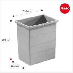 Hailo Inneneimer 20 L 1076119 Ersatzbehälter hellgrau mit 2 Henkeln