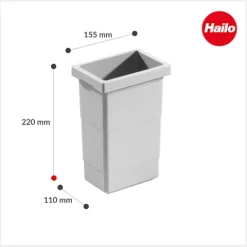 Hailo Inneneimer 2,5 L 1102429 Ersatzbehälter signalgrau für Easy-Cargo Euro-Cargo-S Triple-XL