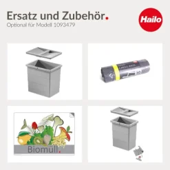 Hailo Inneneimer 18 L 1093479 Ersatzbehälter Kunststoff Hellgrau für Raumspar Tandem