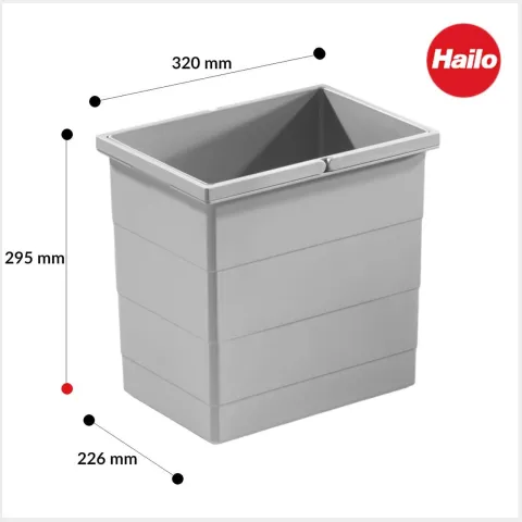 Hailo Inneneimer 18 L 1093479 Ersatzbehälter Kunststoff Hellgrau für Raumspar Tandem