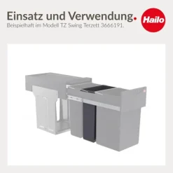 Hailo Inneneimer 1082479 7 L Ersatzbehälter dunkelgrau mit Henkel für Terzett/Tandem