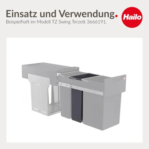 Hailo Inneneimer 1082479 7 L Ersatzbehälter dunkelgrau mit Henkel für Terzett/Tandem