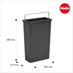 Hailo Inneneimer 1082479 7 L Ersatzbehälter dunkelgrau mit Henkel für Terzett/Tandem