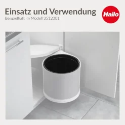 Hailo Inneneimer 12 L 1226579 Ersatzbehälter rund schwarz mit Henkel für Mono Abfallsammler
