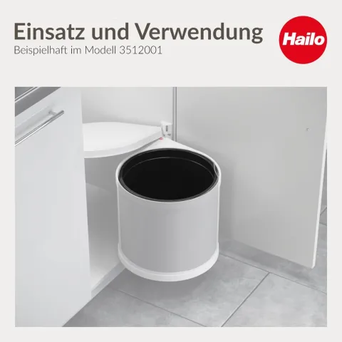 Hailo Inneneimer 12 L 1226579 Ersatzbehälter rund schwarz mit Henkel für Mono Abfallsammler