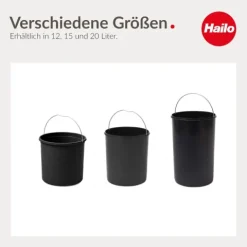 Hailo Inneneimer 12 L 1226579 Ersatzbehälter rund schwarz mit Henkel für Mono Abfallsammler