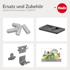 Hailo Inneneimer 10 L 1129919 Ersatzbehälter dunkelgrau mit 2 Henkeln