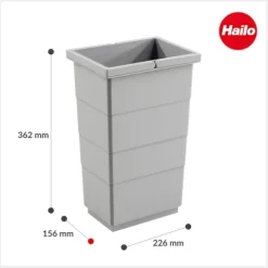 Hailo Inneneimer 10 L 1122229 Ersatzbehälter hoher Boden hellgrau