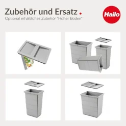 Hailo Inneneimer 10 L 1122229 Ersatzbehälter hoher Boden hellgrau