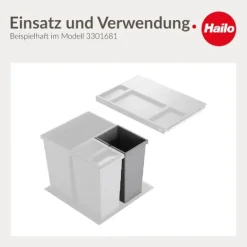 Hailo Inneneimer 13 L 1220359 Ersatzbehälter basaltgrau für Cargo-Synchro Triple XL Allegro