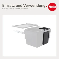 Hailo Inneneimer 13 L 1220359 Ersatzbehälter basaltgrau für Cargo-Synchro Triple XL Allegro