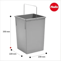 Hailo Inneneimer 15 L 1080979 Ersatzbehälter Kunststoff hellgrau mit Metall-Henkel für Tandem/Terzett