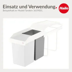 Hailo Inneneimer 15 L 1080979 Ersatzbehälter Kunststoff hellgrau mit Metall-Henkel für Tandem/Terzett