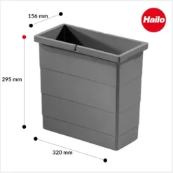 Hailo Inneneimer 1138989 12 L Ersatzbehälter dunkelgrau mit 2 Henkeln für Raumspar-Tandem S