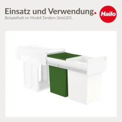 Hailo Inneneimer 15 L 1073259 Ersatzbehälter Kunststoff grün mit Henkel für Tandem Abfallsysteme