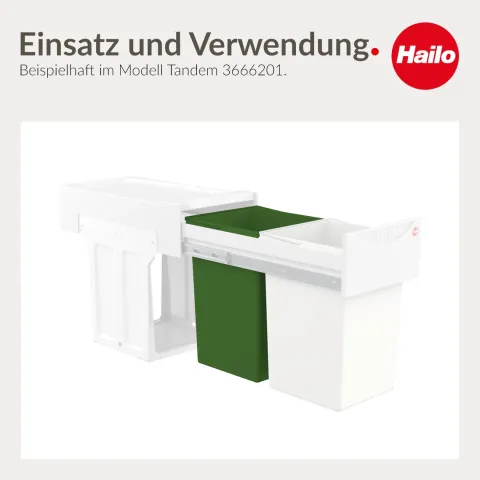 Hailo Inneneimer 15 L 1073259 Ersatzbehälter Kunststoff grün mit Henkel für Tandem Abfallsysteme