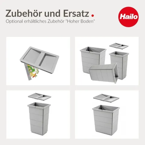 Hailo Inneneimer 20 L 1122239 Ersatzbehälter hoher Boden hellgrau
