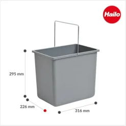 Hailo Inneneimer 1094079 18 L Ersatzbehälter hellgrau mit Henkel für Hailo Systeme