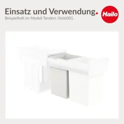 Hailo Inneneimer 15 L 1045119 Ersatzbehälter weiß mit Henkel für Tandem Abfallsysteme