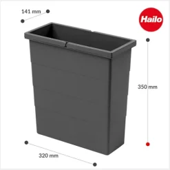 Hailo Inneneimer 1134669 12 L Ersatzbehälter basaltgrau mit 2 Henkeln