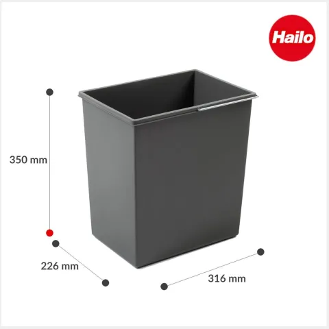Hailo Inneneimer 1220969 20 L Ersatzbehälter basaltgrau mit Henkel für Hailo Solo