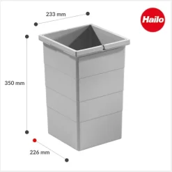 Hailo Inneneimer 15 L 1076099 Ersatzbehälter Kunststoff hellgrau mit 2 Henkeln für Abfallsysteme