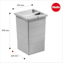 Hailo Inneneimer 1076099 15 L grau Kunststoff mit Deckel und 2 Henkel Abfallsystem Ersatz