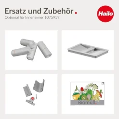 Hailo Inneneimer 8 Liter 1075959 Ersatzeimer Kunststoff hellgrau mit 2 Henkeln für Raumspar-Tandem