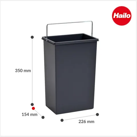 Hailo Inneneimer 1045639 10 Liter Ersatzbehälter Kunststoff dunkelgrau 154 x 226 x 350 mm