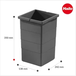 Hailo Inneneimer 15 Liter 1129949 Ersatzbehälter Kunststoff dunkelgrau 226 x 233 x 350 mm