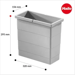 Hailo Inneneimer 12 Liter 1102449 Ersatzbehälter Kunststoff hellgrau für Raumspar Tandem Rondo