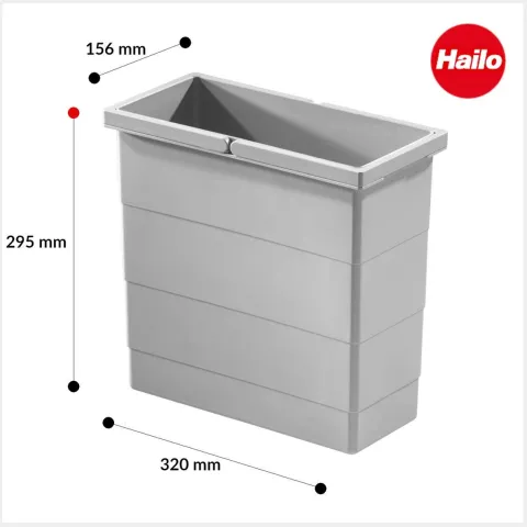 Hailo Inneneimer 12 Liter 1102449 Ersatzbehälter Kunststoff hellgrau für Raumspar Tandem Rondo
