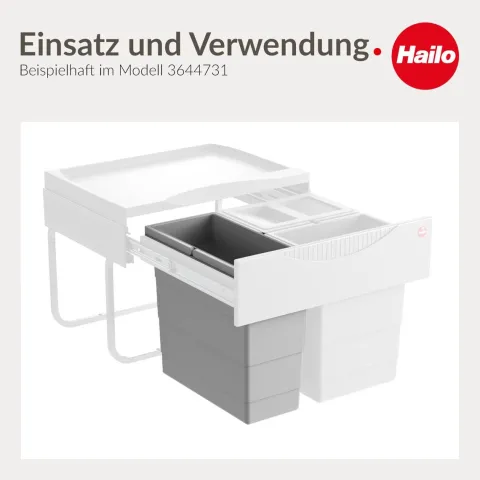 Hailo Inneneimer 12 Liter 1102449 Ersatzbehälter Kunststoff hellgrau für Raumspar Tandem Rondo