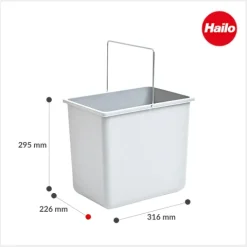 Hailo Inneneimer 1086249 18 Liter Ersatzbehälter Kunststoff hellgrau 316 x 226 x 286 mm