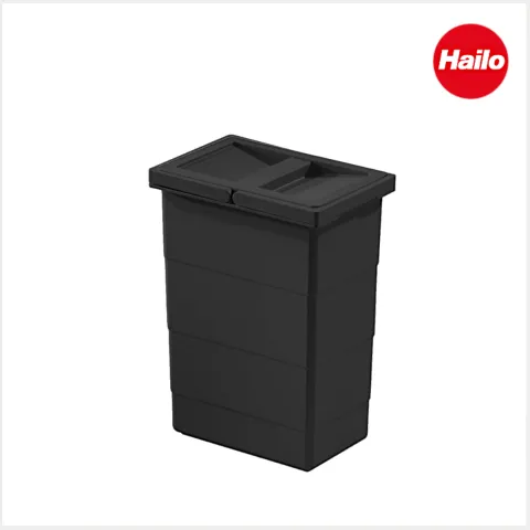 Hailo Inneneimer 8 Liter 1225959 Ersatzeimer Kunststoff schwarz mit Deckel für Raumspar Tandem