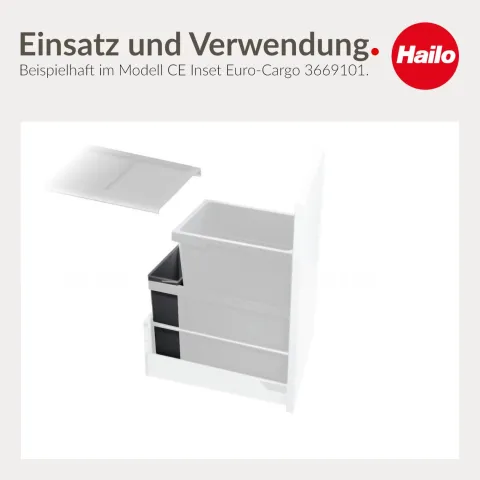 Hailo Inneneimer 7 Liter 1220179 Ersatzeimer Kunststoff basaltgrau mit Henkel für Euro Cargo