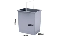 Hailo Inneneimer 20 Liter 1077859 Ersatzeimer Kunststoff grau mit Henkel für Solo Abfallsammler
