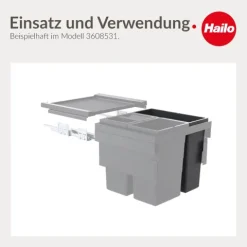 Hailo Inneneimer 18 Liter 1132969 Ersatzeimer Kunststoff basaltgrau mit Henkel für Cargo-Synchro