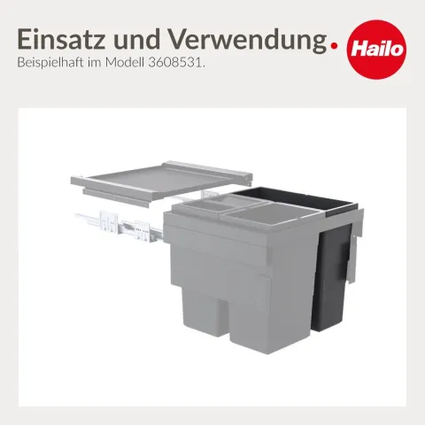 Hailo Inneneimer 18 Liter 1132969 Ersatzeimer Kunststoff basaltgrau mit Henkel für Cargo-Synchro