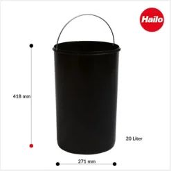 Hailo Inneneimer 1225049 20 Liter Kunststoff schwarz rund Ø 271 x 418 mm für Mono