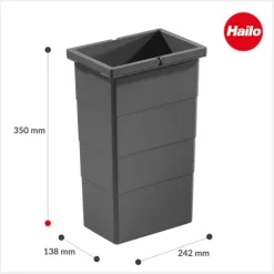 Hailo Inneneimer 8 l 1224679 Kunststoff dunkelgrau 137,5 x 242 x 350 mm mit 2 Henkeln