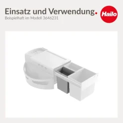 Hailo Inneneimer 10 l 1075969 Kunststoff hellgrau 226 x 156 x 350 mm mit 2 Henkeln