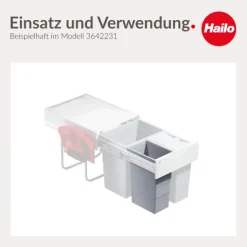 Hailo Inneneimer 10 l 1075969 Kunststoff hellgrau 226 x 156 x 350 mm mit 2 Henkeln