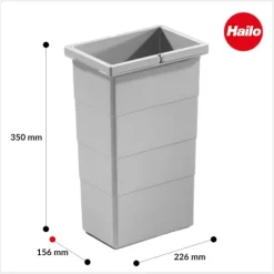 Hailo Inneneimer 10 l 1075969 Kunststoff hellgrau 226 x 156 x 350 mm mit 2 Henkeln
